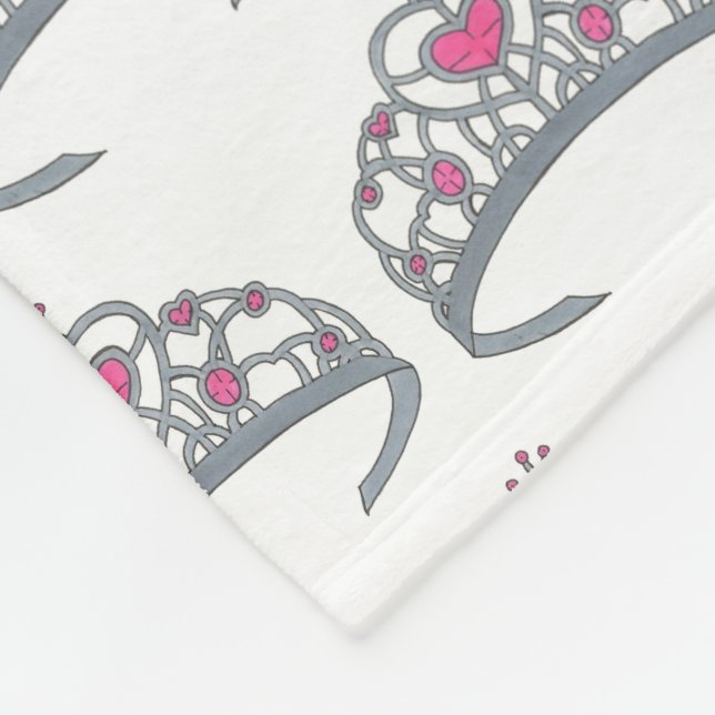 Pretty Pink Princess Party Silver Tiara Crown Fleece Blanket (Corner)