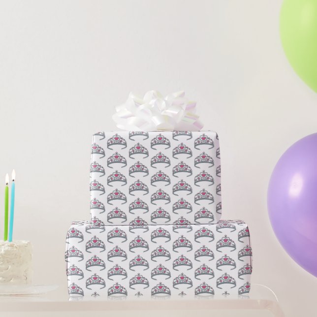 Pretty Pink Princess Tiara Birthday Party Girl Wrapping Paper (Party Gifts)