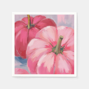 Pretty Pink Pumpkins Watercolor Thanksgiving Napkin