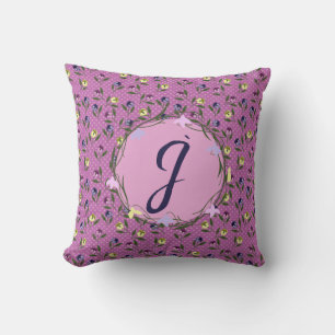 Pretty Pink Purple and Yellow Pansies Cushion