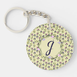 Pretty Pink Purple and Yellow Pansies Key Ring