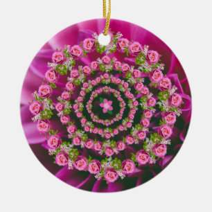 Pretty Pink Purple Green Garden Flowers Christmas Ceramic Tree Decoration