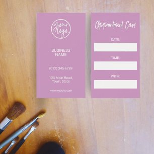 PRETTY PINK PURPLE  LOGO VERTICAL APPOINTMENT CARD