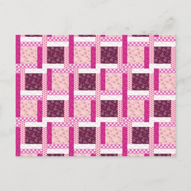 Pretty Pink Purple Patchwork Quilt Design Gifts Postcard (Front)