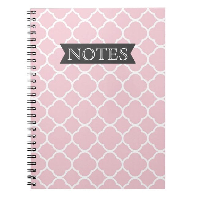 Pretty Pink Quatrefoil Spiral Notebook (Front)