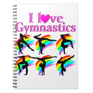 PRETTY PINK RAINBOW GYMNASTICS DESIGN SPIRAL NOTEBOOK