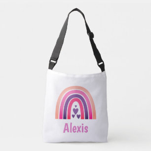 Pretty Pink Rainbow Personalised Crossbody Bag