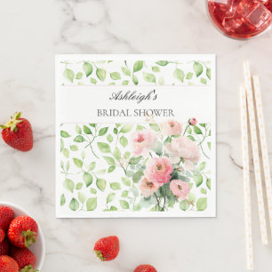 Pretty Pink Ranunculus Flowers Bridal Shower Napkin
