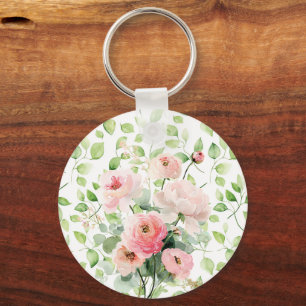 Pretty Pink Ranunculus Flowers Key Ring