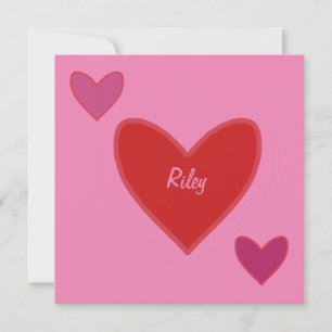 Pretty Pink & Red Hearts Valentine’s Day Card