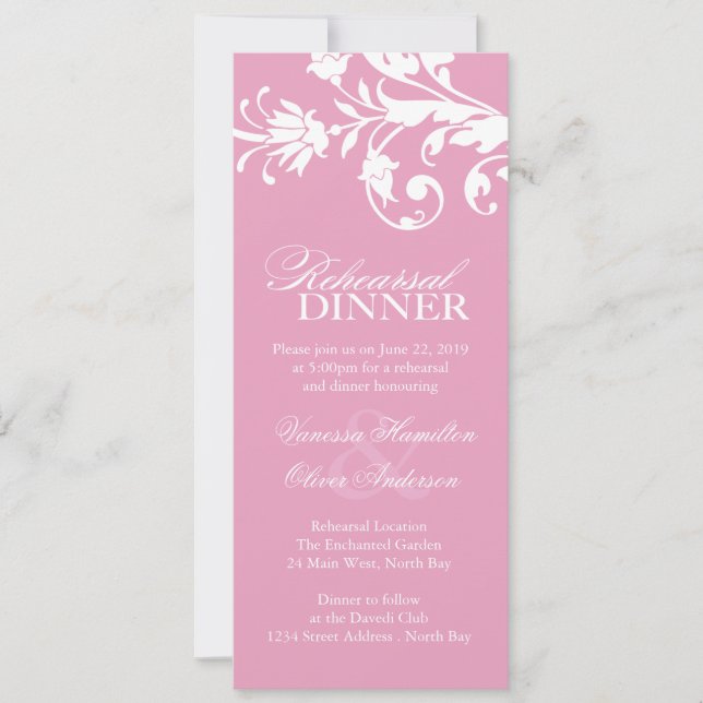 Pretty Pink Rehearsal Dinner Invitations (Front)
