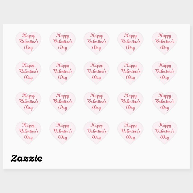 Pretty Pink Romantic Happy Valentine's Day Love Heart Sticker (Sheet)