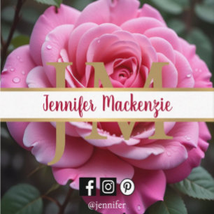Pretty Pink Rose AI Generated  Square Business Card