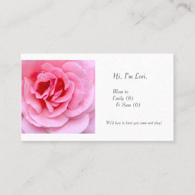 Pretty pink rose business card (Front)