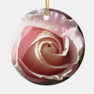 Pretty pink rose ceramic tree decoration