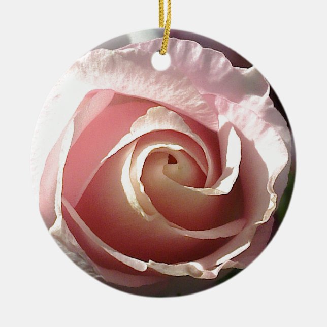 Pretty pink rose ceramic tree decoration (Front)