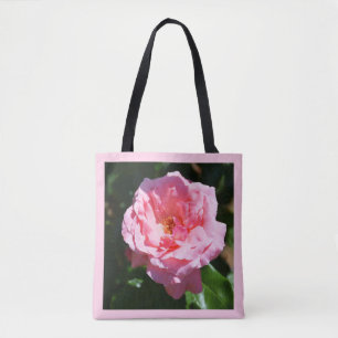 Pretty pink rose fashion tote bag