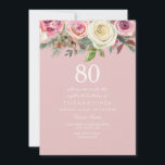 Pretty Pink Rose Floral 80th Birthday Felt Invite<br><div class="desc">Pretty Pink Rose Floral 80th Birthday Felt Invite

beautiful elegant floral watercolor design

Fully Customisable / personalised</div>