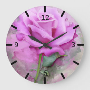Pretty Pink Rose Large Clock