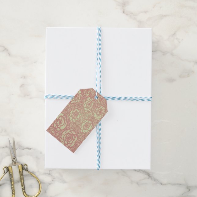 Pretty Pink Rose Pattern Gift Tags (With Twine)