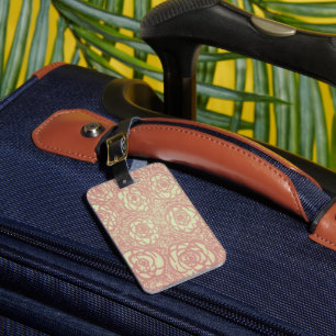 Pretty Pink Rose Pattern Luggage Tag