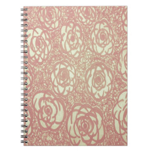 Pretty Pink Rose Pattern Spiral Notebook