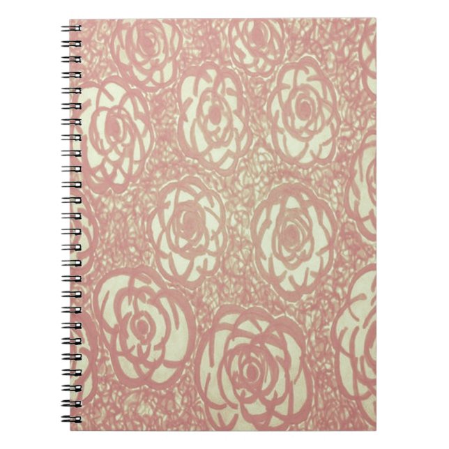 Pretty Pink Rose Pattern Spiral Notebook (Front)