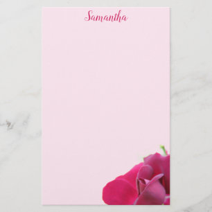 Pretty Pink Rose Personalised Stationery