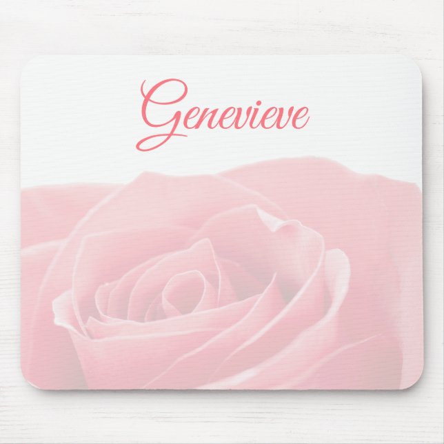 Pretty Pink Rose Personalised with Name Mouse Pad (Front)