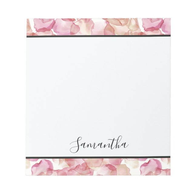 Pretty Pink Rose Petals Notepad (Front)
