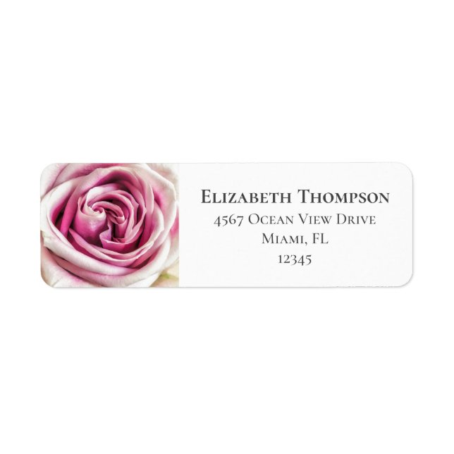 Pretty Pink Rose Photo Return Address (Front)