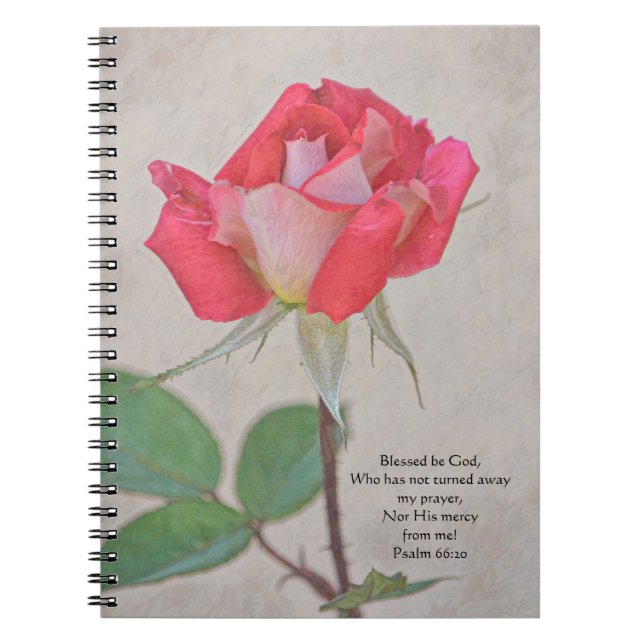 Pretty Pink Rose Prayer Journal Notebook (Front)
