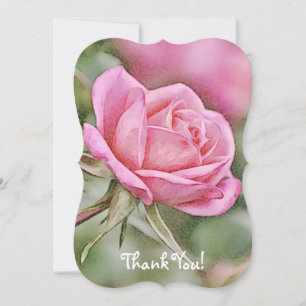 Pretty Pink Rose Thank You Note Card