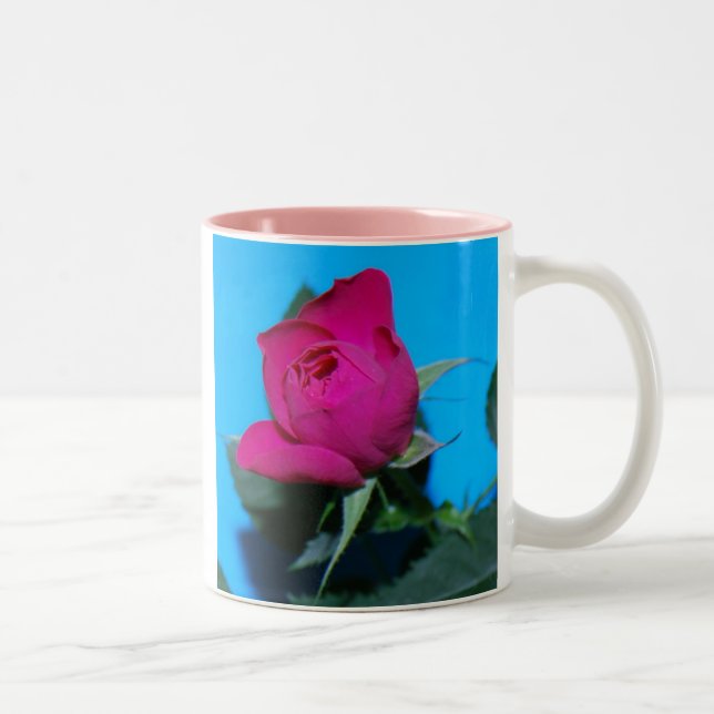 Pretty Pink Rose Two-Tone Coffee Mug (Right)