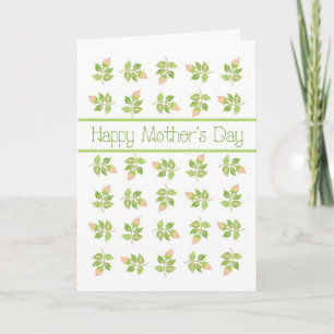 Pretty Pink Rosebuds on White Mother's Day Card