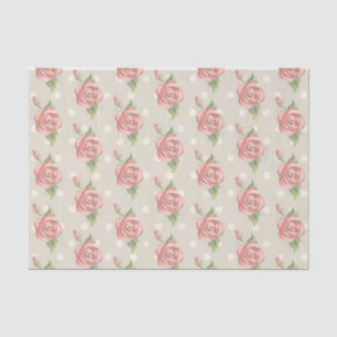Pretty Pink Roses and Dots Monogram Tissue Paper