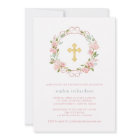 Pretty Pink Roses and Gold Cross | Floral Baptism