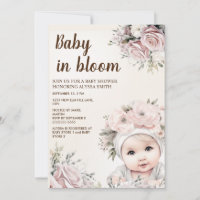 Pretty Pink Roses Baby in Bloom Girl Baby Shower