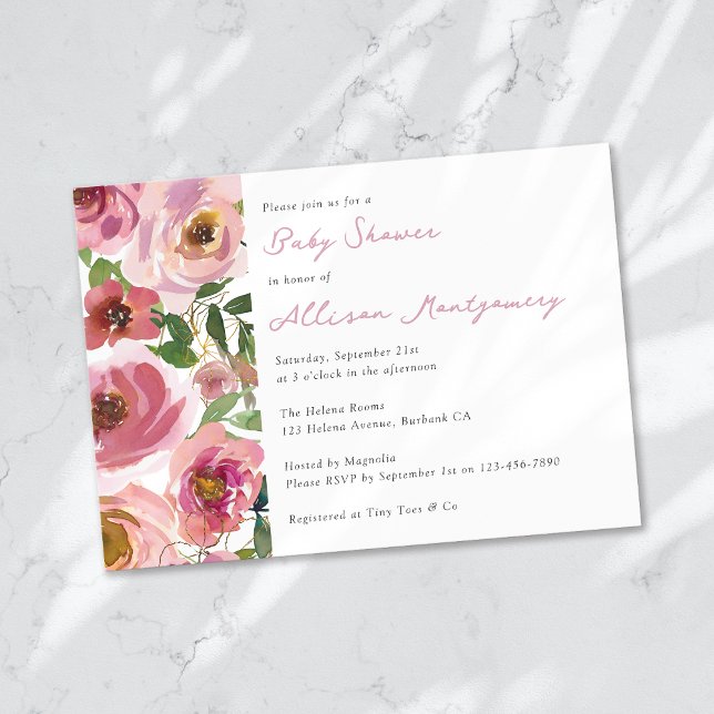 Pretty Pink Roses Baby Shower Invitation (Creator Uploaded)