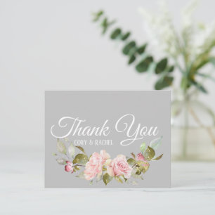 Pretty Pink Roses Bouquet on Grey Thank You