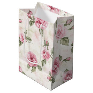 Pretty Pink Roses Bridal Shower Medium Gift Bag