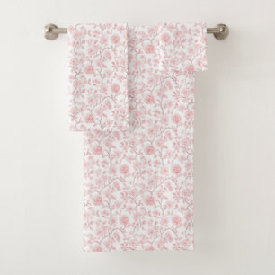 Pretty Pink Roses Floral Bath Towel Set