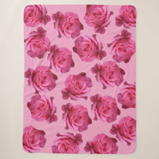 Pretty pink roses floral boho stylish beautiful sherpa blanket