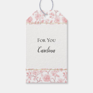 Pretty Pink Roses Floral Bridal Shower   Gift Tags