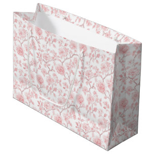 Pretty Pink Roses Floral Bridal Shower Large Gift Bag