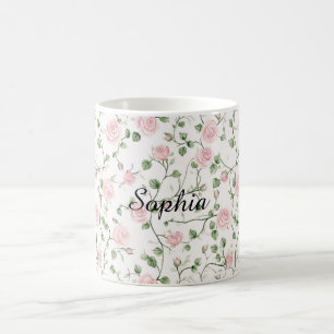 Pretty Pink Roses Floral Coffee Mug