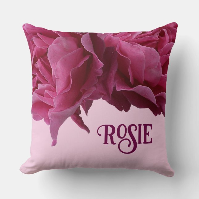 Pretty pink roses floral cute floral boho cute  cushion (Front)