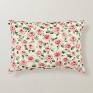 Pretty Pink Roses Floral Decorative Cushion