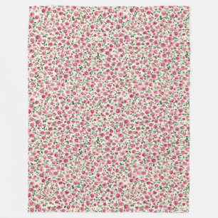 Pretty Pink Roses Floral Fleece Blanket