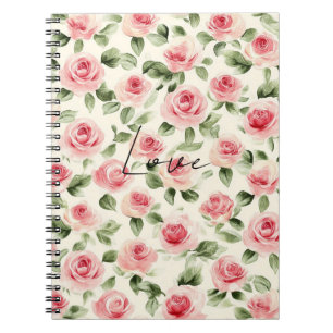 Pretty Pink Roses Floral Notebook